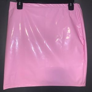 pink leather skirt